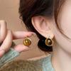 Maillard cor Opal stud brincos para mulheres 2023 outono e inverno Nova luz de luxo temperamento brincos de nicho design brincos