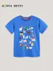 26 Camisetas de Manga Corta de Verano para Niños Estilo Europeo y Americano Camisetas con Estampado de Dibujos Animados para Niños Pequeños y Medianos Sudaderas de Cuello Redondo Venta al por Mayor