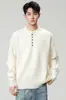 Suéter de alta gama estilo americano resistente y elegante con cuello Henry para hombre, nuevo suéter de punto base cálido retro otoño e invierno 2024 para hombre