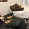 Zapatos de Lana para Mujer Estilo Birkenstock Semi-Cerrados, Nuevos Primavera 2026, Estilo Bosque Simple Retro de Nicho, Mocasines Semi-Mules Slip-On