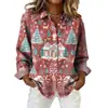 Camisa Impresa 3D de Navidad 2025 Manga Larga Más Vendida Copo de Nieve Fiesta Manga Larga Moda para Mujer Top Cárdigan