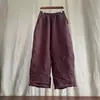 Pantalones Anchos de Algodón y Lino con Pliegues Vintage para Mujer, Nuevo Estilo Delgado de este Verano, Tallas Grandes Holgados, Pantalones Cortos Curvos Adelgazantes