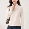 Top interior de Lyocell con cuello alto y media cremallera para mujer, capa base, camiseta de manga larga, sudadera, prenda exterior, otoño e invierno