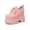 Zapatos de plataforma de una sola capa con boca profunda y suela gruesa de 12 cm de altura oculta, de cuero genuino, que la gente pequeña odia, zapatos casuales de cuña alta para mujer.