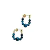 Aretes de Piedra Ojo de Tigre Azul Natural Estilo Nicho Simple Hechos a Mano Estilo Chino Vintage Lujo Ligero Joyería para Orejas de Gama Alta