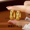 Brincos de Zircônia com Design Simples e Superfície Larga para Mulheres Brincos de Ouro com Areia Vietnamita Estilo de Luxo Leve Tendência Joias Transfronteiriças Duradouras