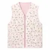 Chaleco acolchado floral para mujer Otoño Invierno Cuello en V Cremallera Acolchado de rombos Sin mangas Chaleco Capa interior Chal cálido Venta al por mayor