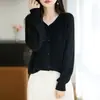Cardigan de Punto Fino con Cuello en V, Manga Larga, Botones, Holgado, Versátil, Prendas de Abrigo para Mujer, Colección Otoño/Invierno 2026