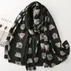 Bufanda con estampado de corazón de oso, tacto de algodón y lino, para mujer, chal artístico de oso de peluche a cuadros estilo coreano, bufanda decorativa de otoño e invierno