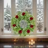 1 guirlanda de flores artificiais rústica com rosas vermelhas e gipsofila, adequada para guirlandas de flores de porta de fazenda na primavera e no verão, decorações de flores para varanda frontal externa, guirlandas de flores verdes realistas para casas, quartos, cozinhas e salas de estar