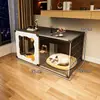 Gaiola para gatos economizadora de espaço com espaço extra grande, vaso sanitário integrado para gatos para apartamentos pequenos, um quarto, uma sala de estar, um banheiro villa para gatos