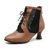 Botines de mujer con cordones y punta fina, con detalles de encaje, estilo europeo y americano, de tacón alto, talla grande, botines geniales, fuente de AliExpress 7
