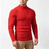 Suéter de punto trenzado geométrico de cuello alto medio para hombre de otoño e invierno transfronterizo, top de punto jacquard moderno, capa base casual para hombre