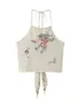 2025 Transfronterizo Aliexpress Más Vendido Ropa de Mujer al por Mayor Nuevo Top con Bordado Floral y Cuello Halter Z