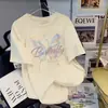 Camiseta Branca de Algodão Puro Manga Curta Estilo Retrô Americano para Mulheres Verão 2025 Nova Camiseta de Verão Solta Tamanho Grande Top