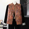 Novo conjunto de mãe estilo chinês com jaqueta colete de veludo dourado, novo modelo 2026, conjunto tradicional chinês de três peças de alta qualidade para mulheres de meia-idade e idosas