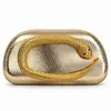 Bolso de mano de lujo ligero transfronterizo con serpiente dorada, bolso de concha dura con patrón de serpiente dorada, bolso de mano versátil y moderno para banquetes, bandolera