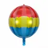 Balão Redondo de Filme de Alumínio Listrado 4D Estéreo de 22 polegadas Transfronteiriço, Redondo Perfeito, Listrado Verticalmente, Linha Ondulada Arco-Íris, Bola de Folha de Alumínio