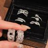 Anillo Abierto de Zirconia Microincrustada de Diamante Completo con Giro de Industria Pesada Transfronterizo para Mujer, Moda de Lujo Ligero, Temperamento de Alta Gama, Accesorios Nicho