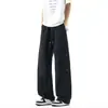 Pantalones cargo plisados estilo americano para hombre, verano finos de alta calle holgados con caída, secado rápido, pierna recta, casual, con remaches, pantalones de paracaidista