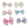 Borla de Perla Iridiscente Red de Princesa Sirena Lazo de Malla DIY Accesorio para el Cabello de Niñas Decoración de Caja de Regalo Adorno de Muñeca Accesorios
