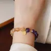 Diseño Original Pulsera de Cristal Amarillo Natural Tipo Torre Pulsera de Amatista para Mujer Alto Sentido de Gama Exquisita de Nicho Joyería de Mano Multitesoro