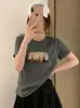 Camiseta de algodón acanalado de trece filas, fuente física, para mujer, directo de fábrica, con mangas acanaladas, corte ajustado, top de manga corta, exclusivo de venta al por mayor de verano