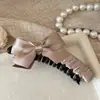 Lazo de Tela Satinada Brillante Coreana Pinza de Plátano de Temperamento Dulce Pinza para el Cabello de Gama Alta Versátil Clip Vertical para Recogido