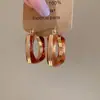 Pendientes Cuadrados Huecos de Resina Electrochapados en Oro Real de 18K Pendientes de Estilo Vintage Pendientes de Diseño Nicho para Mujeres