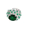 Nuevo Anillo Abierto Estilo Europeo y Americano para Mujer con Piedras Preciosas de Colores Simuladas Circonita Incrustada Moda de Lujo Ligero Personalidad Anillo de Dedo Joyería