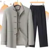 Chaqueta Tang Suit de Primavera y Otoño Chaqueta Casual para Hombre Ropa de Papá Abuelo Estilo Chino Ropa de Estilo Chino Nuevo para Adultos Mayores Color Liso
