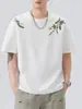 Camiseta Pesada Estilo Retro Americano para Hombre Shanggu con Bordado, Corte Holgado Cuello Redondo, Exclusivamente para Comercio Transfronterizo, Camiseta con Bordado Pesado para Hombre