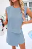 Traje Informal de Moda de Color Sólido para Comercio Exterior Transfronterizo para Mujer Verano 2025 Nuevo Conjunto de Dos Piezas de Camiseta de Manga Corta y Pantalón de Tres Cuartos de Algodón Puro