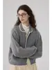 Chuwu STUDIO Cardigan de Punto Grueso Azul Blanco Gris Bloque de Color Solapa Grande de Lana Trenzada con Botones