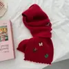 Cachecol Borboleta Bordado Artesanal Fofo Coreano para Mulheres, Macio e de Alta Qualidade, Cachecol Shawl Quente Estilo Coreano para Outono e Inverno