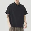 Roupas Masculinas Xintang 2026 Verão Nova Camisa Polo Masculina com Gola Reversível, Manga Curta, Leve, Marca da Moda, Camisa Polo de Manga Três Quartos
