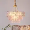 Lámpara de araña de lujo ligero para sala de estar francesa, flor de cinco pétalos creativa, lámpara de cristal de vidrio, moderna y simple para dormitorio, restaurante, lámparas Zhongshan