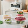 Conjunto Crispador para Micro-ondas de Três Peças Tigela de Armazenamento para Geladeira Freezer com Tampa Selada Conservação Fresca Lancheira para Micro-ondas