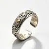 Anillo Abierto Chiba Tailandés Ojo de Visión Plateado, Anillo para Hombre Ojo de Dios Vintage en Relieve, Anillo de Nicho de Moda
