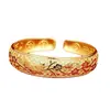 Pulseira de cobre banhada a ouro vietnamita com estilo chinês vintage, pulseira larga da moda com motivos de pega e flor de ameixeira, atacado