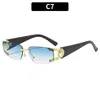 Nuevas gafas de sol sin montura estilo europeo y americano cuadradas para hombre y mujer sensación de alta gama gafas de sol de metal celebridad de internet