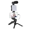 Ay49 Luz de Relleno para Transmisión en Vivo de Celebridad de Internet Soporte para Teléfono Móvil Escritorio Multifuncional Pierna de Belleza Bolsillo con Solapa Pantalones Luz con Micrófono Selfie