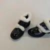 Sapatos Mocassins Estilo Britânico com Forro de Lã, Sapatos de Algodão Slip-On Bico Redondo, Novo Modelo Inverno 2026 com Design de Velcro, Sapatos de Couro Femininos