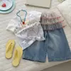 Roupa Infantil para Meninas em Estoque, Verão 2026, Conjunto Fofo e Energético de Blusa de Manga Curta e Calça, Roupa da Moda para Pequenos Artistas