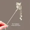 Accesorios para el cabello con flores antiguas para mujer, horquilla para el cabello con flor de cerezo de primavera y verano, horquilla con borlas para caminar Hanfu de alta calidad, horquilla para el cabello, horquilla para cheongsam