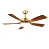 Lámpara ventilador de sala de estar color nogal estilo vintage para comercio exterior, nuevo ventilador de techo retro de frecuencia variable silencioso para comedor del hogar