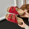 Plataforma Chanclas Birkenstock para Mujer Sin Cierre Doble Botón Antideslizantes Zapatos de Playa 2024 Verano Ropa de Exterior Sandalias de Cuero