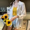 Camisa de Proteção Solar de Seda de Gelo Feminina Manga Longa Respirável Resistente aos Raios UV Verão 2021 Nova Super Fada Versátil Top Jaqueta