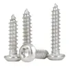 Tornillos Autorroscantes Redondos de Acero Inoxidable 304 con Cabeza Phillips, Tornillos para Madera, Tornillos de Cabeza Plana con Forma de Estrella y Flor Interna con Poste, Tornillos Autorroscantes Antirrobo