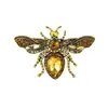 Broche de abeja vintage incrustado con diamantes, broche de aleación con forma de insecto, accesorio de pin decorativo para chaqueta de traje, transfronterizo